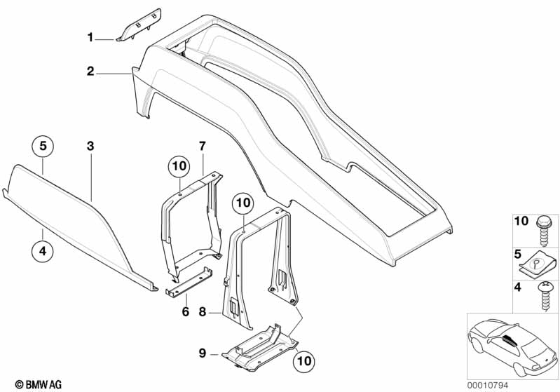 Центр.консоль в задней части салона