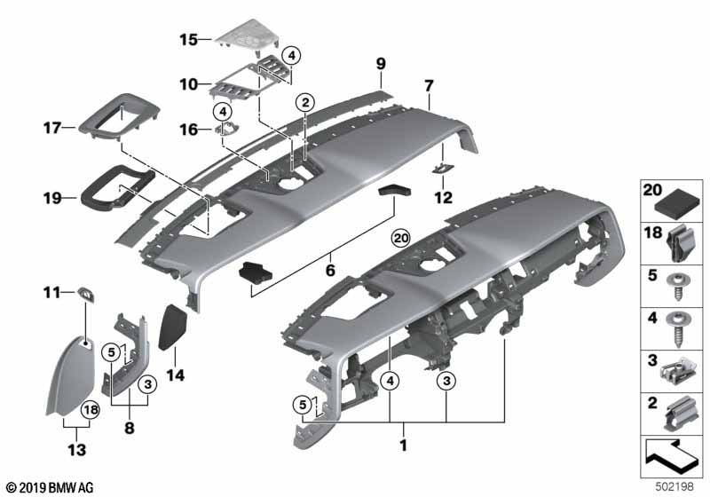 Верхняя часть панели приборов