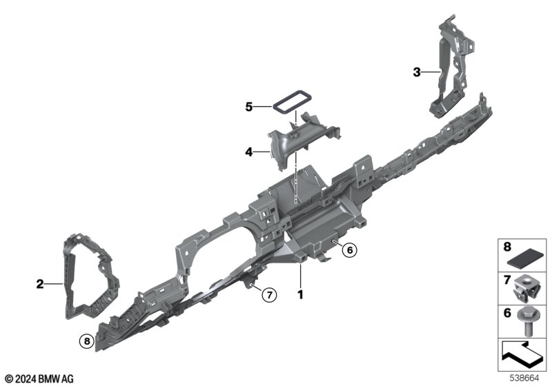 Навесные детали д/приб. панели посредине