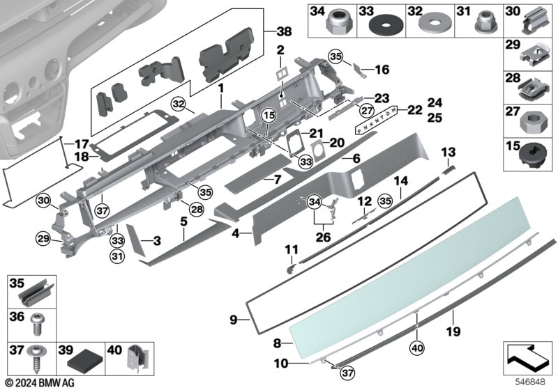 Панель приборов стеклянная витрина