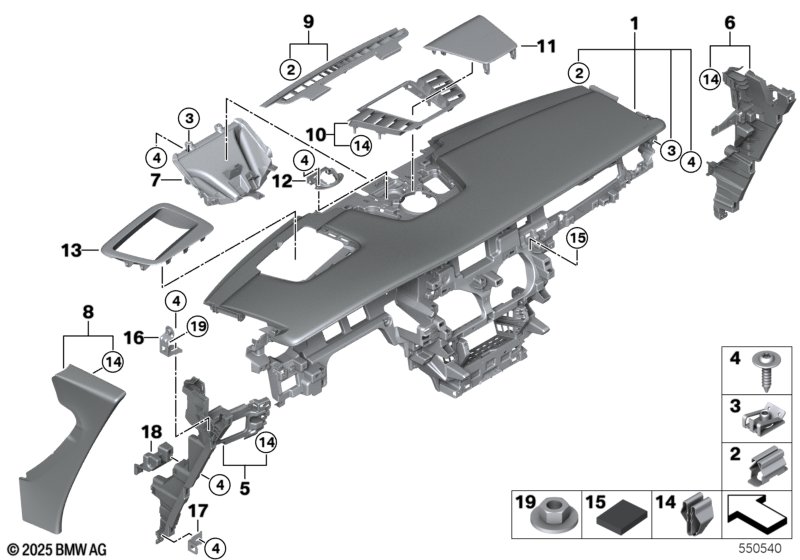 Верхняя часть панели приборов