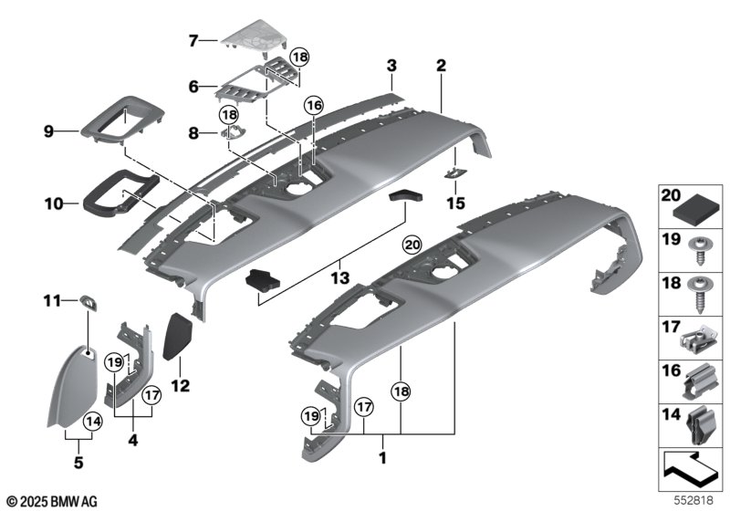 Верхняя часть панели приборов