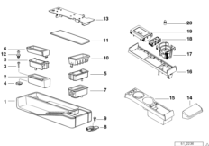Отделения для мелк.вещ.в центр.консоли