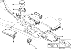 Отделения для мелк.вещ.в центр.консоли